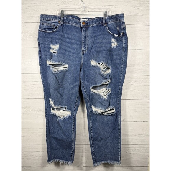 Lane Bryant Womens size 26 distressed straight leg jeans denim casual comfort - Picture 1 of 5